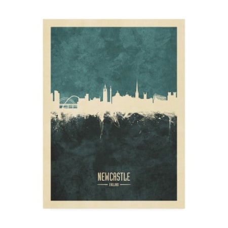 Michael Tompsett 'Newcastle England Skyline Teal' Canvas Art,14x19
